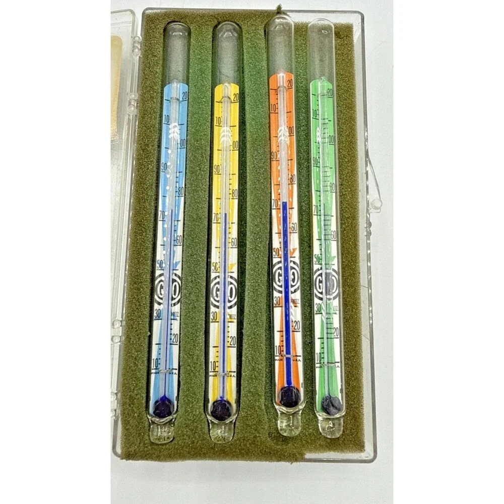 Vintage AcuRite Thermometers Swizzle Sticks Set Of 8 W/Original Box